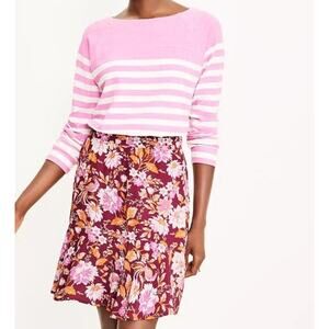Nwot! LOFT Floral Flounce Hem Mini Skirt 100% Viscose Womens M #H49-19